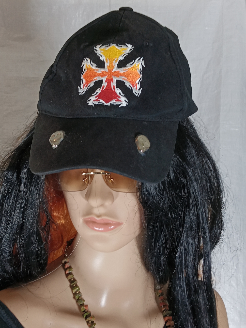 (SOLD)No Boundaries  brand black cap ( UNISEX ) with Orange  Yellow Cross Patch